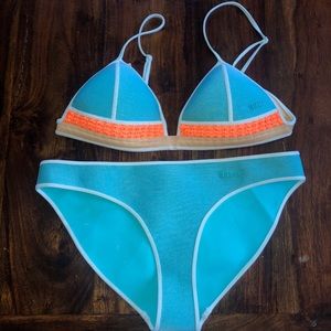 Blue triangl crochet bikini